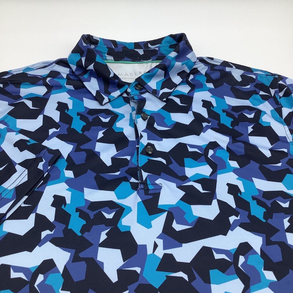 Maelreg Mens Short Sleeve‎ Performance Golf Polo Blue Size Medium